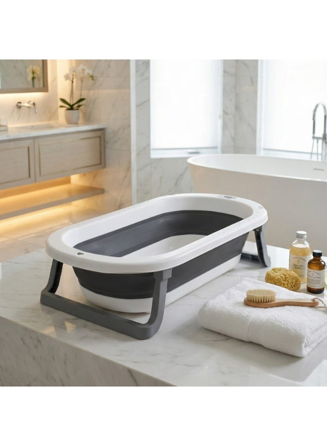 POPYPAPA 5-in-1 Foldable Baby Bathtub Set with Digital Temperature Sensor & Bath Cushion – Portable, Non-Slip, and Space-Saving Bathing Kit for Newborns and Toddlers - Image 4